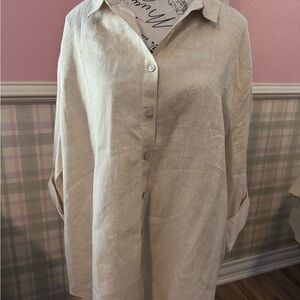 Chico’s Cream with gold shine Button-Up Shirt